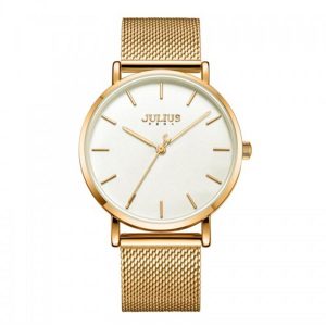 Đồng Hồ Julius JA-1157 Nữ Moonphase Miltifuctional Staineless Màu Đồng Mặt Tím - Duy Hoang