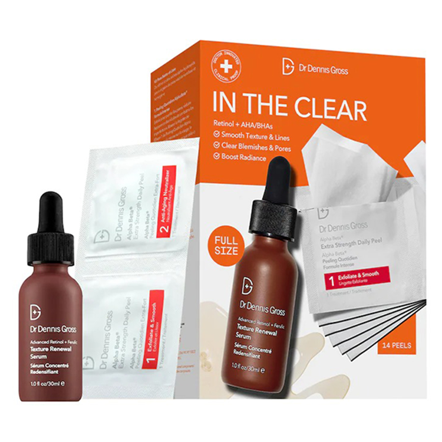 Set Dưỡng Da Trắng Sáng Dr. Dennis Gross Skincare In The Clear Retinol + AHA/BHA (2.2 + 30ml) - Duy Hoang