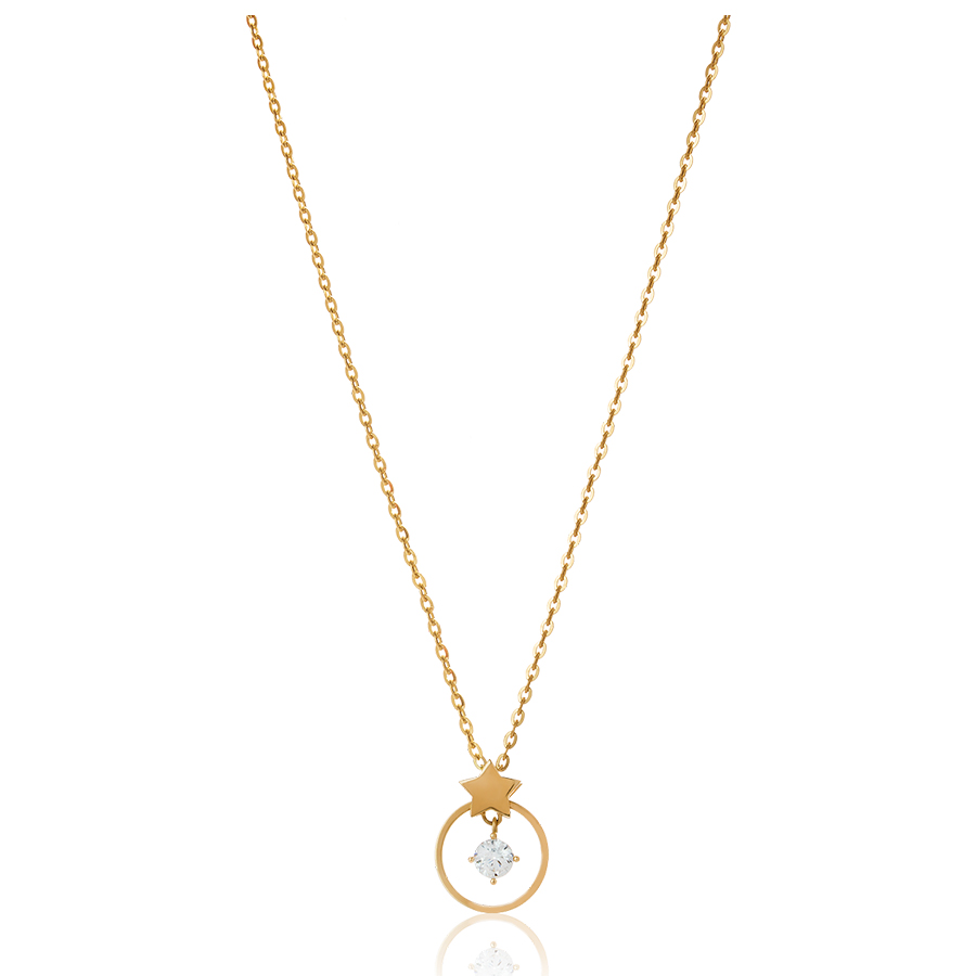 Dây Chuyền Huy Thanh Jewelry DCMAMD 460 - 14K - Đá Cubic Zirconia Màu Vàng Gold - Duy Hoang