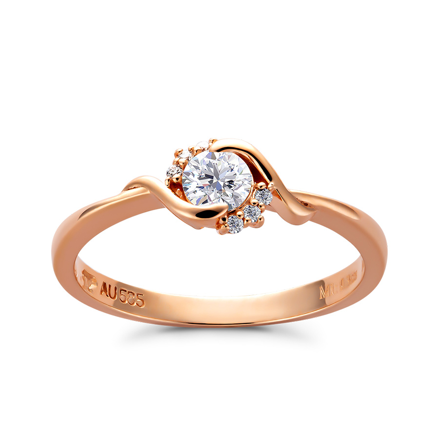 Nhẫn Huy Thanh Jewelry NDINO 236 - 14K - Đá Moissanite Màu Vàng Hồng - Duy Hoang