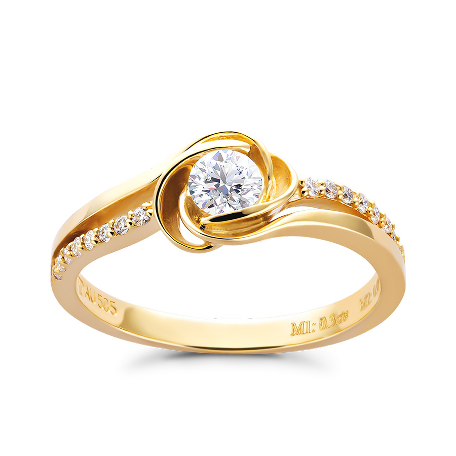 Nhẫn Huy Thanh Jewelry NDINO 232 - 14K - Đá Moissanite Màu Vàng Gold - Duy Hoang