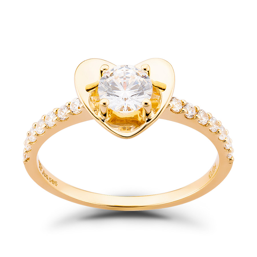 Nhẫn Huy Thanh Jewelry NDINO 212 - 14K - Đá Cubic Zirconia Màu Vàng Gold - Duy Hoang