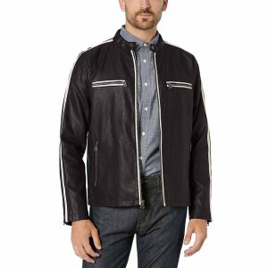 Áo Khoác Da Nam Levi's Faux Leather Moto Racer With Contrast Stripes Black Màu Đen - Duy Hoang