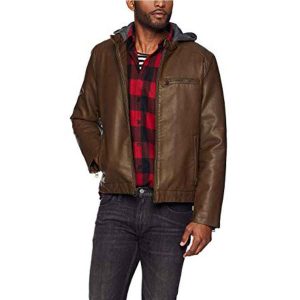 Áo Khoác Da Nam Levi's Rugged Faux Leather Racer Jacket With Hood Brown Màu Nâu - Duy Hoang
