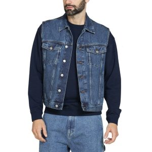 Áo Khoác Gile Nam Carrera Jeans Cotton 420C1021R_700R Màu Xanh Denim Size L - Duy Hoang