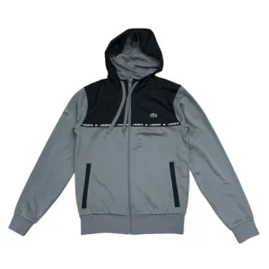 Áo Khoác Nỉ Nam Lacoste Men’s Overlay Full Zip Hoodie Màu Đen Xám Size 2 - Duy Hoang