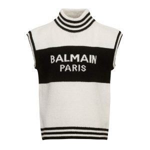 Áo Len Balmain BV9A51 Z2361 102NE Màu Trắng Size 14 - Duy Hoang