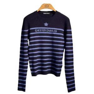 Áo Len Dài Tay Nữ Chester Charles Black Long-Sleeve Blue Stripes With Logo In Middle CW604KW0755LX Màu Xanh Đậm Size M - Duy Hoang
