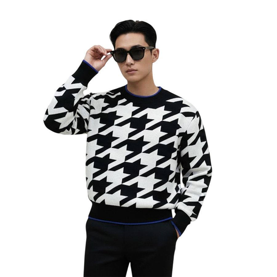 Áo Len Liu Jo Họa Tiết XF2AIJT030001065 Màu Đen Trắng Size S - Duy Hoang