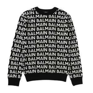 Áo Len Nữ Balmain Black With All Over Logo Printed BT9P20 W0101/930AV Màu Đen - Duy Hoang