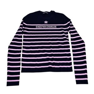 Áo Len Nữ Chester Charles Long-sleeve Stripes With Logo CW604KW0755AC Màu Đen/Hồng Size M - Duy Hoang