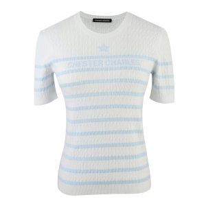 Áo Len Nữ Chester Charles White With Blue Horizontal Stripes And Star Logo CW602KM0526WX Màu Trắng Phối Xanh Size S - Duy Hoang