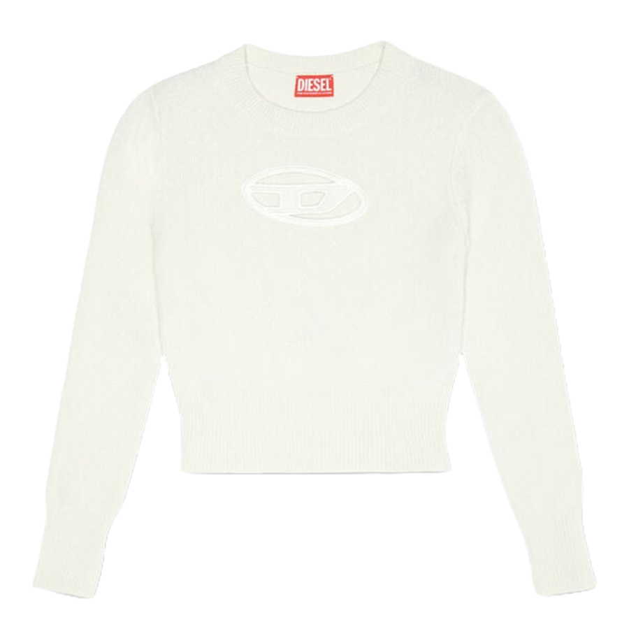 Áo Len Nữ Diesel Jumper With Embroidered Cut-Out Logo A067120KCAE5KM Màu Trắng Size XS - Duy Hoang
