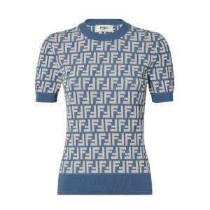 Áo Len Nữ Fendi FF Jumper Blue FF Cotton Jumper FZXC72 AUHW F1SB5 Màu Xanh Blue Size 38 - Duy Hoang