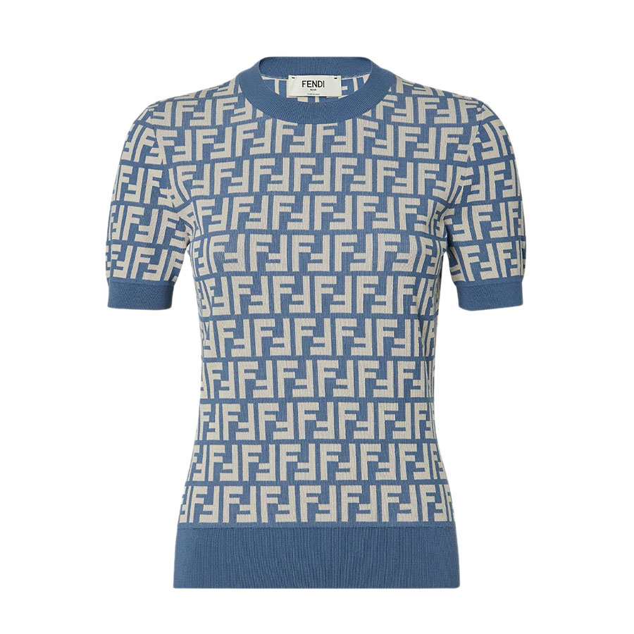 Áo Len Nữ Fendi FF Jumper Blue FF Cotton Jumper FZXC72 AUHW F1SB5 Màu Xanh Blue Size 38 - Duy Hoang