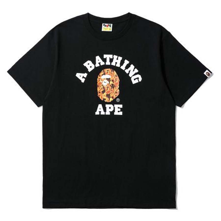 Áo Phông Bape Flame College Tee Màu Đen Họa Tiết Cam - Duy Hoang