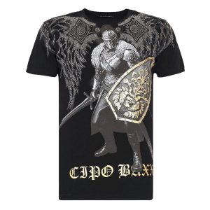 Áo Phông Nam Cipo & Baxx Warrior Mit Grafischem Print T-Shirt 1CI22O01M-A11 Màu Đen Size 46 - Duy Hoang