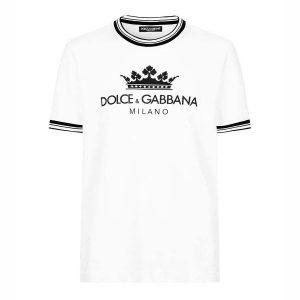Áo Phông Nam Dolce & Gabbana DG Crown White Cotton G8II3T Tshirt Màu Trắng Size 48 - Duy Hoang