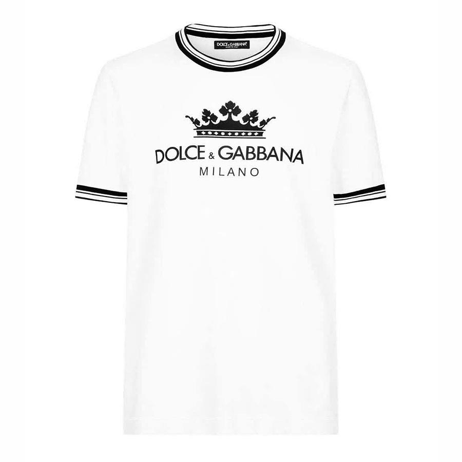 Áo Phông Nam Dolce & Gabbana DG Crown White Cotton G8II3T Tshirt Màu Trắng Size 48 - Duy Hoang