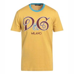Áo Phông Nam Dolce & Gabbana Yellow Logo Crew Neck Short Sleeves G8IA8T Tshirt Màu Vàng Size 44 - Duy Hoang