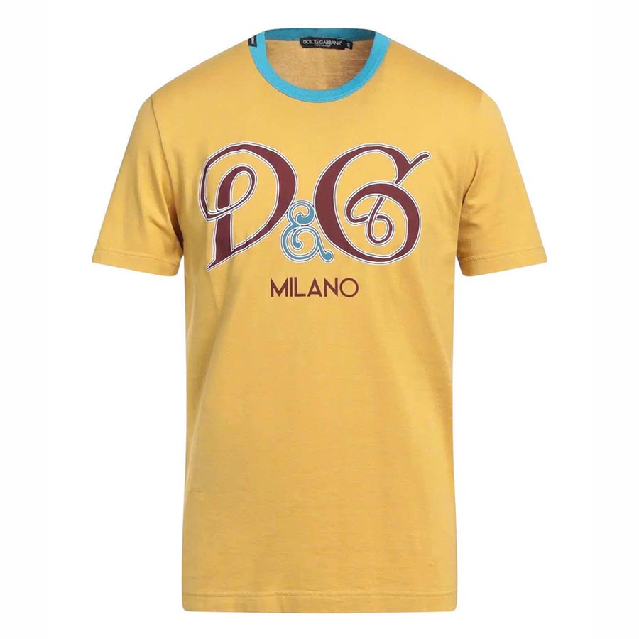 Áo Phông Nam Dolce & Gabbana Yellow Logo Crew Neck Short Sleeves G8IA8T Tshirt Màu Vàng Size 44 - Duy Hoang