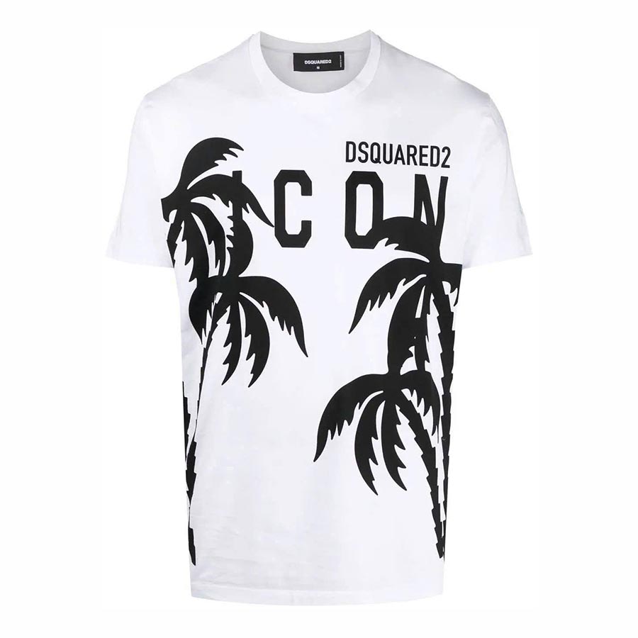 Áo Phông Nam Dsquared2 Palm Tree Logo-print S79GC0071 Tshirt Màu Trắng Size S - Duy Hoang