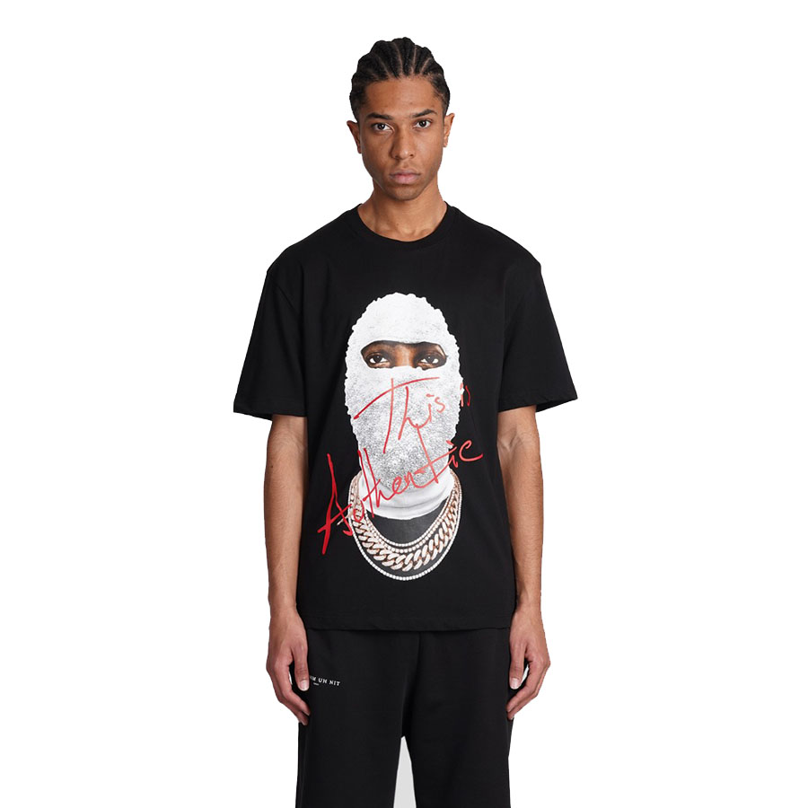 Áo Phông Nam Ih Nom Uh Nit Black With Face Printed - NUS24283009 Tshirt Màu Đen Size XS - Duy Hoang