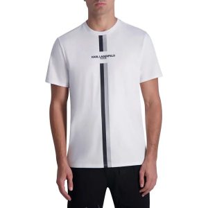 Áo Phông Nam Karl Lagerfeld Racing Stripe Logo Graphic T-Shirt Màu Trắng Size S - Duy Hoang