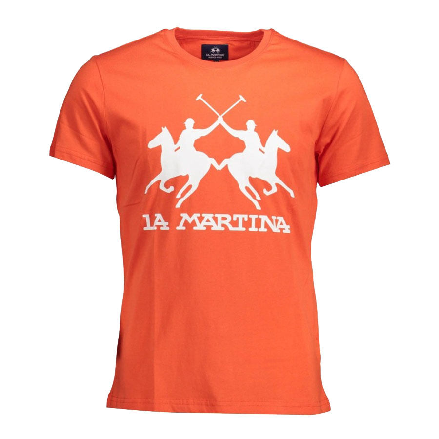 Áo Phông Nam La Martina In Logo Lớn Màu Cam Size L - Duy Hoang