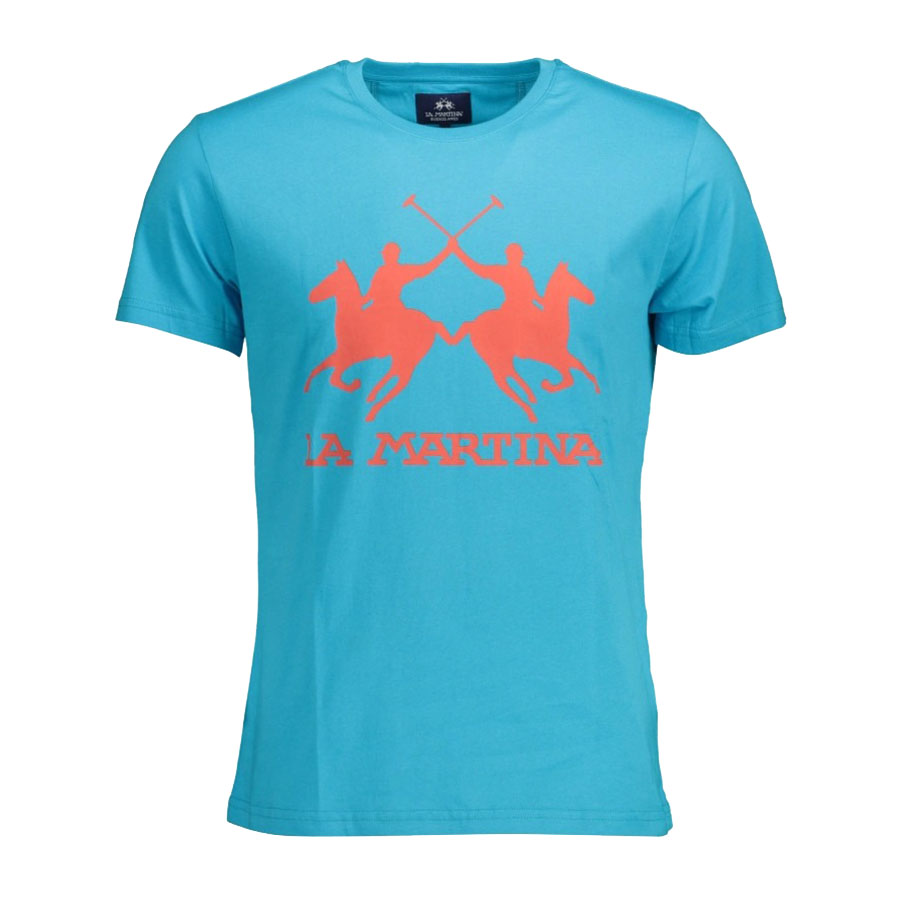Áo Phông Nam La Martina In Logo Lớn Màu Xanh Dương Nhạt Size M - Duy Hoang