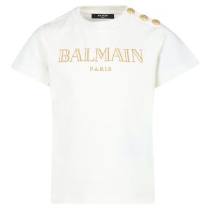 Áo Phông Nữ Balmain In White With Logo Engraved Buttons BV8B91 Z0082 102OR Tshirt Màu Trắng Size 12 - Duy Hoang