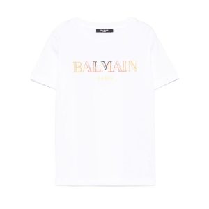 Áo Phông Trẻ Em Balmain T-Shirt Balmain With Embroidered Logo In White BW8Q41 Z0082 100MC Màu Trắng Size 14Y - Duy Hoang