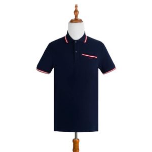 Áo Polo Nam Bally 603842-50-2658 Màu Xanh Navy Túi Ngực Viền Đỏ Size S - Duy Hoang