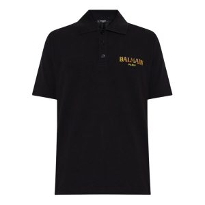 Áo Polo Nam Balmain Vintage With Printed Logo Mutilcolor In Black GC026BC81 Màu Đen Size XS - Duy Hoang