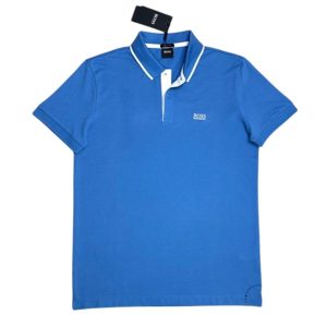 Áo Polo Nam Hugo Boss Cổ Viền Trắng Màu Xanh Dương Size S - Duy Hoang
