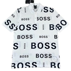 Áo Polo Nam Hugo Boss Nhiều Chữ Đen Màu Trắng Họa Tiết Size L - Duy Hoang