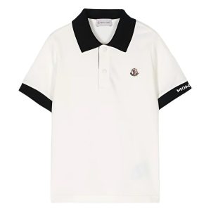 Áo Polo Nam Moncler In White With Logo Printed 89ALK 8A000 02 034 Màu Trắng Đen - Duy Hoang