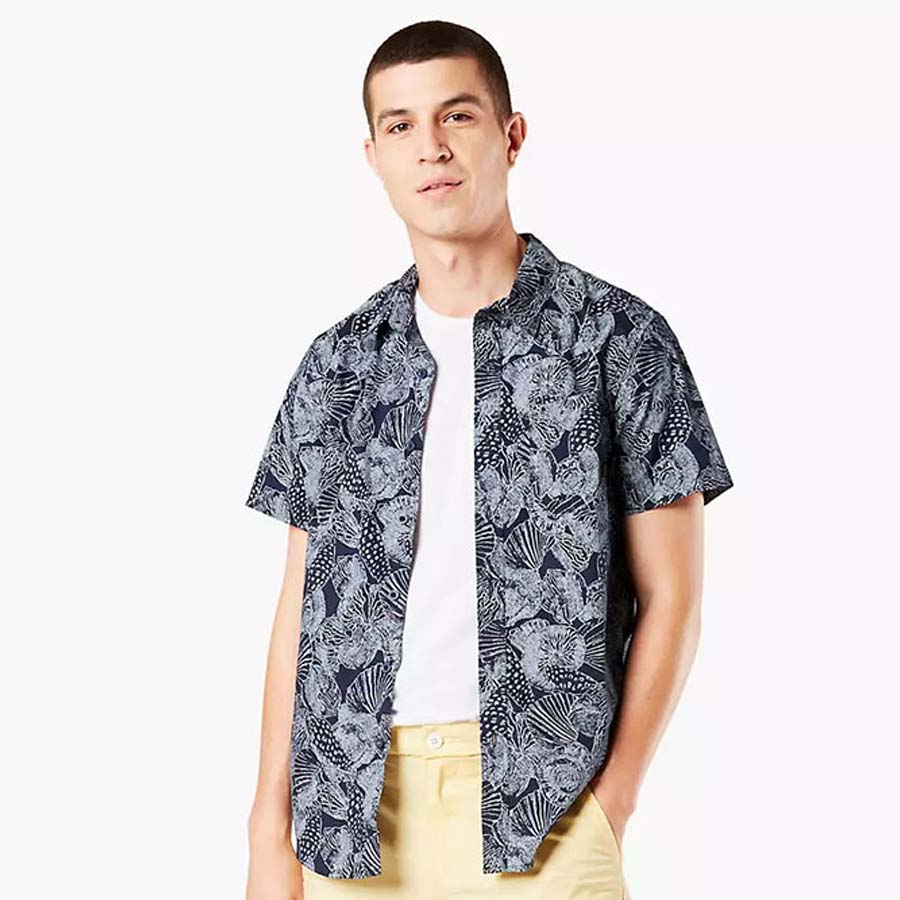 Áo Sơ Mi Cộc Tay Dockers Camisa Casual SF Washed Poplin Standard Fit Azul Marino Màu Xanh Đen - Duy Hoang