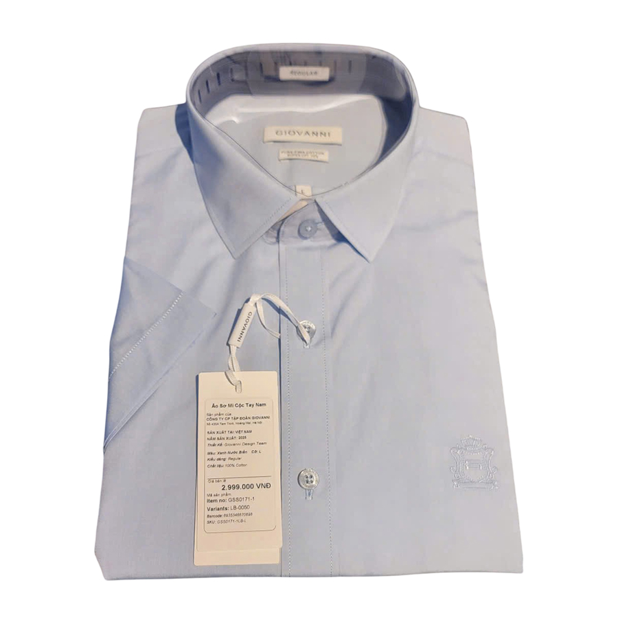Áo Sơ Mi Cộc Tay Nam Giovanni GSS0171-1LB Màu Xanh Nhạt Size M - Duy Hoang