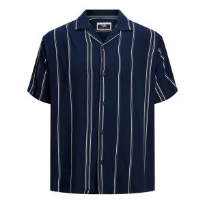 Áo Sơ Mi Cộc Tay Nam Jack & Jones 12252536 Màu Xanh Than Size L - Duy Hoang