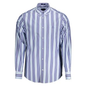 Áo Sơ Mi Dài Tay Nam Gant 20013025530_AZZURRO_468 Màu Xanh Kẻ Size S - Duy Hoang