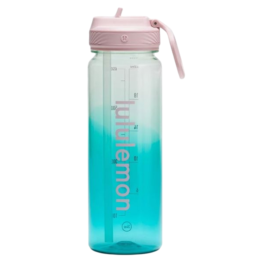 Bình Nước Lululemon Water Bottle Back To Life Clear Bottle Straw Lid Blue Sea Mist/ Sonic Teal/Pink Haze Màu Xanh Hồng 710ml - Duy Hoang