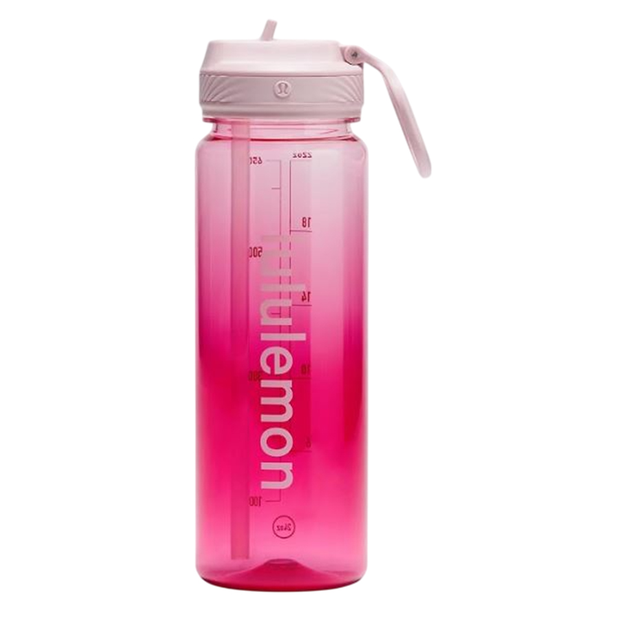Bình Nước Lululemon Water Bottle Back To Life Clear Bottle Straw Lid Pink Organza/ Passionate/Pink Haze Màu Hồng 710ml - Duy Hoang