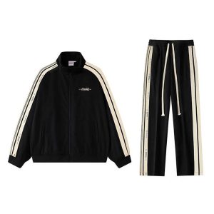 Bộ Thể Thao Coca-Cola Sweater Jacket Straight Casual Pants Two-Pack Màu Đen - Duy Hoang