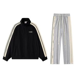 Bộ Thể Thao Coca-Cola Sweater Jacket Straight Casual Pants Two-Pack Màu Đen-Ghi - Duy Hoang