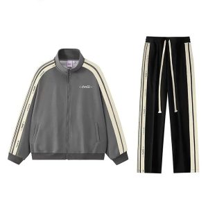 Bộ Thể Thao Coca-Cola Sweater Jacket Straight Casual Pants Two-Pack Màu Xám-Đen - Duy Hoang
