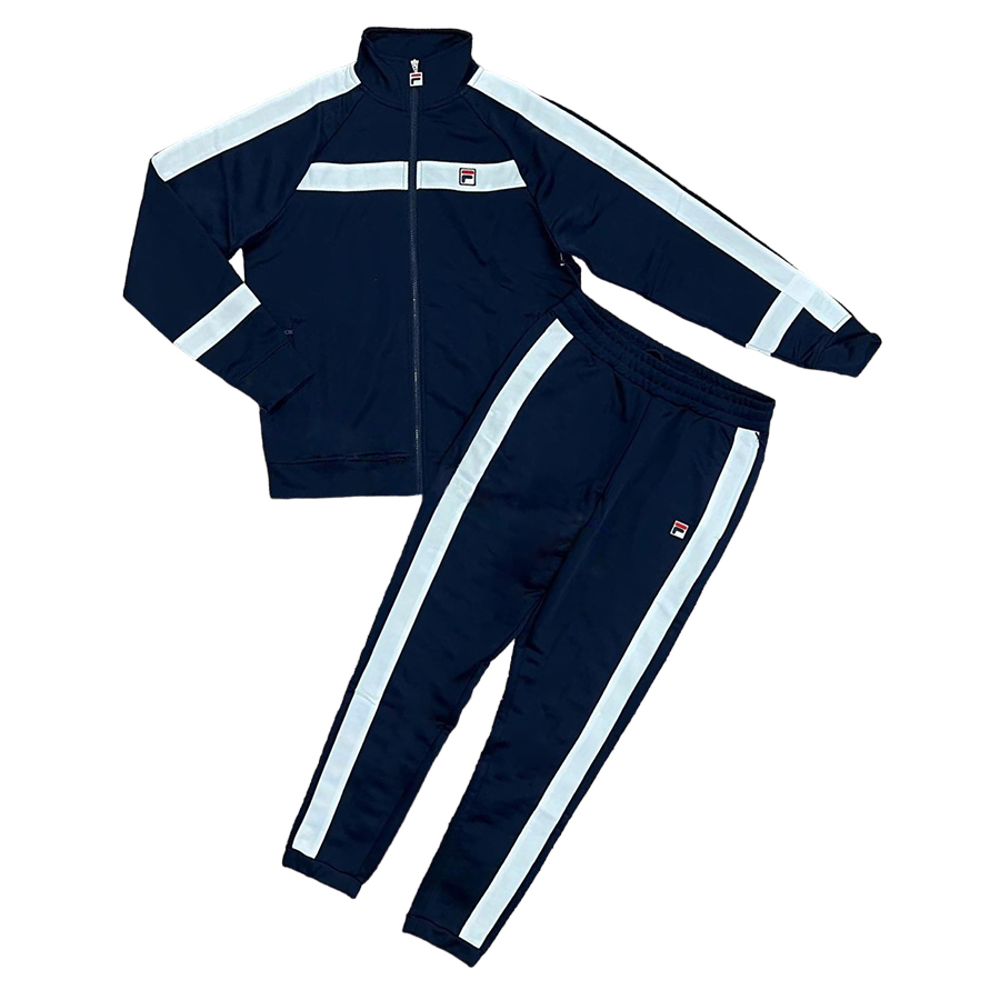 Bộ Thể Thao Nam Fila Men Velour Tracksuit Màu Xanh Phối Trắng Size S - Duy Hoang