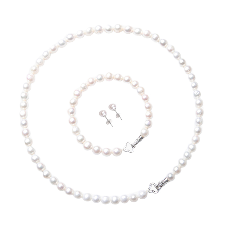 Bộ Trang Sức Ngọc Trai Nữ Jessica Pearl Lucky Leaf JS17 Màu Trắng Ngà - Duy Hoang