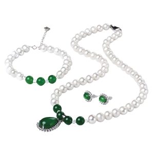 Bộ Trang Sức Ngọc Trai Nữ Jessica Pearl Royal Chalcedony JS18 Màu Trắng Ngà - Duy Hoang