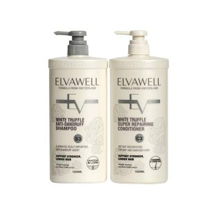 Cặp Dầu Gội Giảm Gàu Siêu Suôn Mượt Elvawell White Truffle Anti-dandruff (1000ml+1000ml) - Duy Hoang